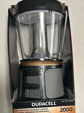 Duracell 2000-Lumen Tri-Power Rechargeable Lantern - Black and Gray